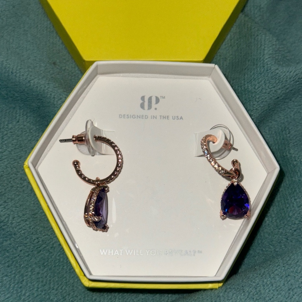 BombParty Earrings ER82823 Serendipity In Sparkle Purple Topaz Cubic Zirconia
